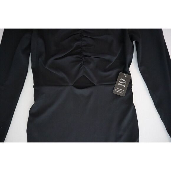 Express 90130 Women's Sz XS Black L/S Ruched Cut-Out Body Con Dress - Picture 6 of 8
